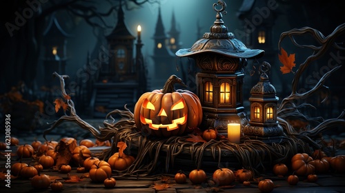 Evil Scary Halloween Pumpkins lantern