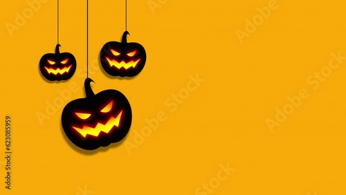 Happy halloween with scary hanging pumpkins