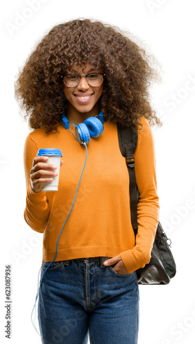 African american student woman confident and happy with a big natural smile laughing