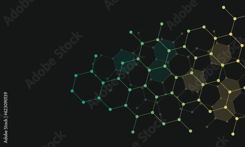 Abstract gradient connection hexagon background.