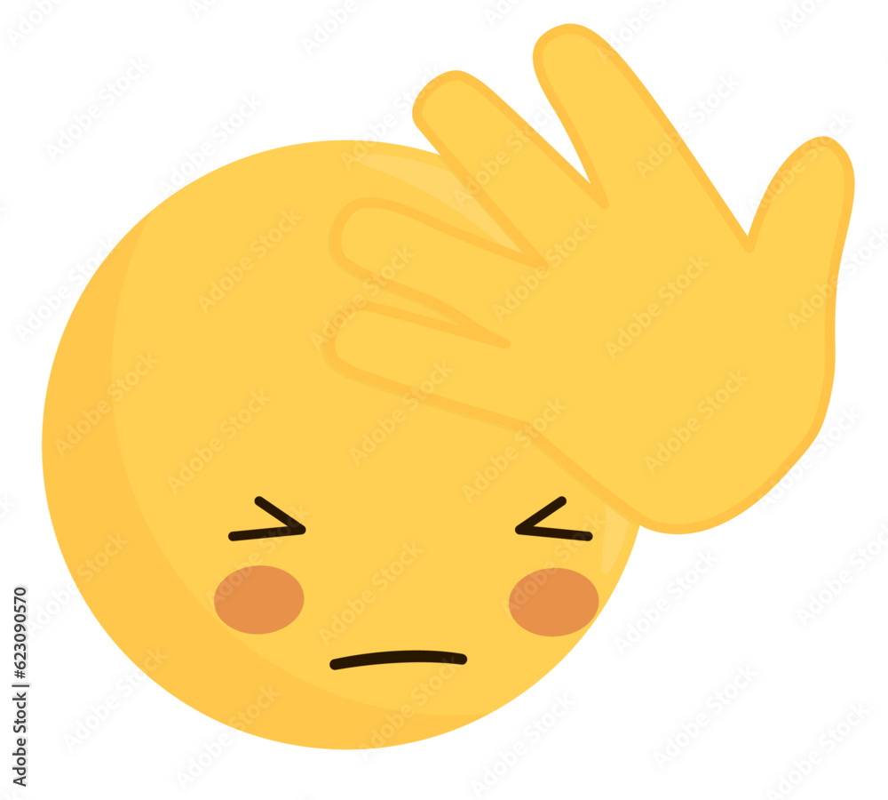 Ouch emoji covering forehead with hand and looking distressed