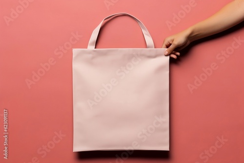 Empty mock-up of a cloth bag with a hand