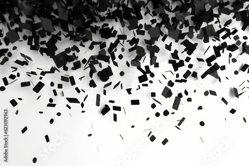 back confetti on a white backround. Black Confetti Falling on a White Background  Inspired by the Gutai Group s Geometric Flexible Decoration with Metallic Rectangle Motifs