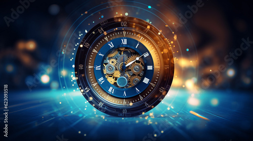 Quantum physics technology background, time and date passing