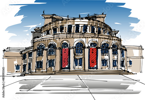 Old Stone Opera House - hand-drawn sketch