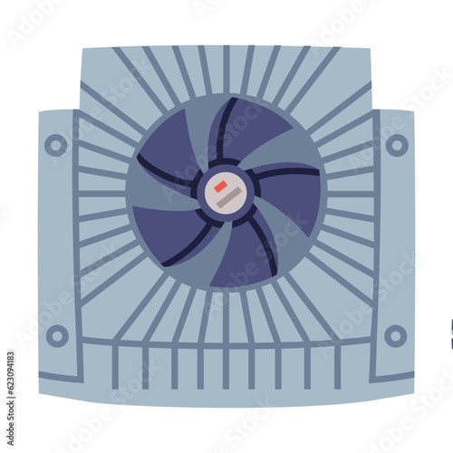 Fan-cooled Heat Sink as Personal Computer Accessory and Component for Repair Vector Illustration