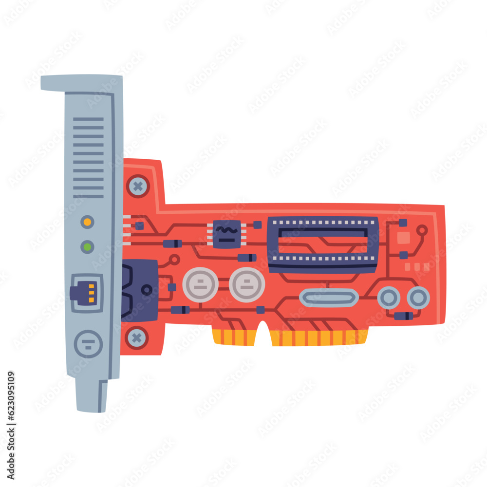 Network Interface Controller as Personal Computer Accessory and Component for Repair Vector Illustration