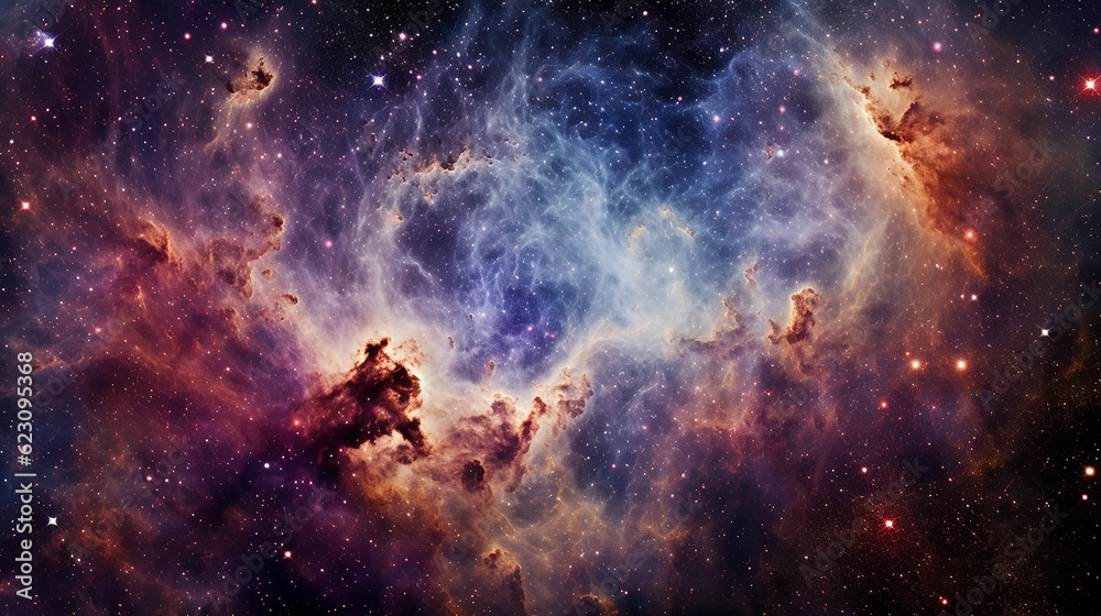 Obraz premium The ethereal beauty of a cosmic nebula, with its vibrant colors and intricate details. Generative AI