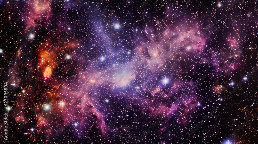 Naklejka premium The ethereal beauty of a cosmic nebula, with its vibrant colors and intricate details. Generative AI