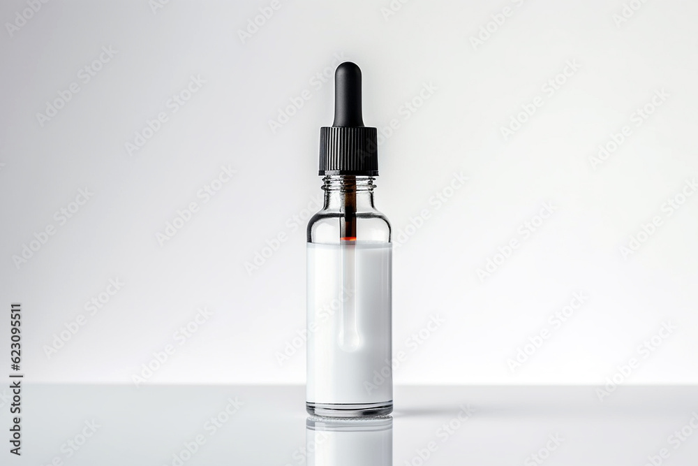 Skin care essence oil dropper glass bottle on white background. Skin care essence oil dropper glass bottle on white background.