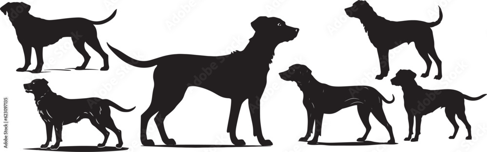 many dogs silhouette vector illustration