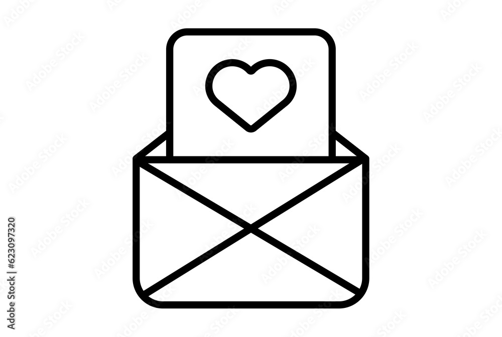 Love letter line icon valentines day sign flat minimalist symbol art Love letter line icon valentines day sign flat minimalist symbol art