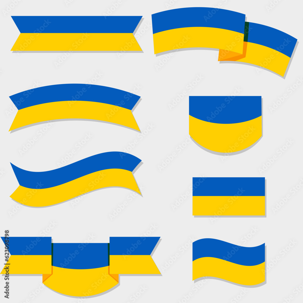 Obraz premium Collection of Ukrainian flags. Vector illustration EPS 10.