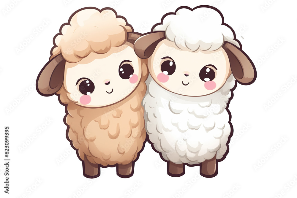 kawaii cute goats, sheep sticker images, in the style of kawaii art, meme art, animated gifs isolated white background PNG kawaii cute goats, sheep sticker images, in the style of kawaii art, meme art, animated gifs isolated white background PNG