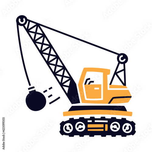 Demolition Construction Equipment and Heavy Machine for Industrial Work Vector Illustration
