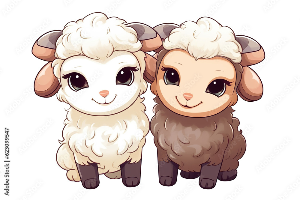 kawaii cute goats, sheep sticker images, in the style of kawaii art, meme art, animated gifs isolated white background PNG kawaii cute goats, sheep sticker images, in the style of kawaii art, meme art, animated gifs isolated white background PNG