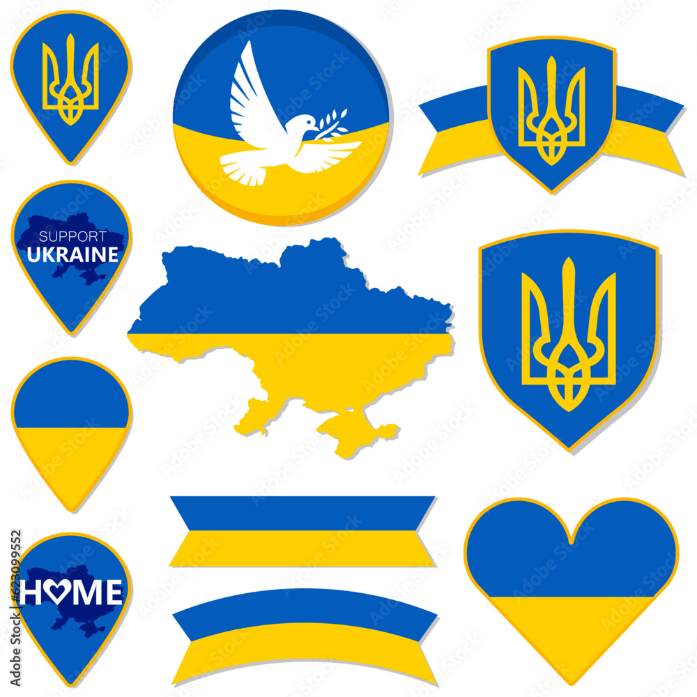 Glory of Ukraine. Support Ukraine. Ukrainian map. Vector EPS10. Glory of Ukraine. Support Ukraine. Ukrainian map. Vector EPS10.