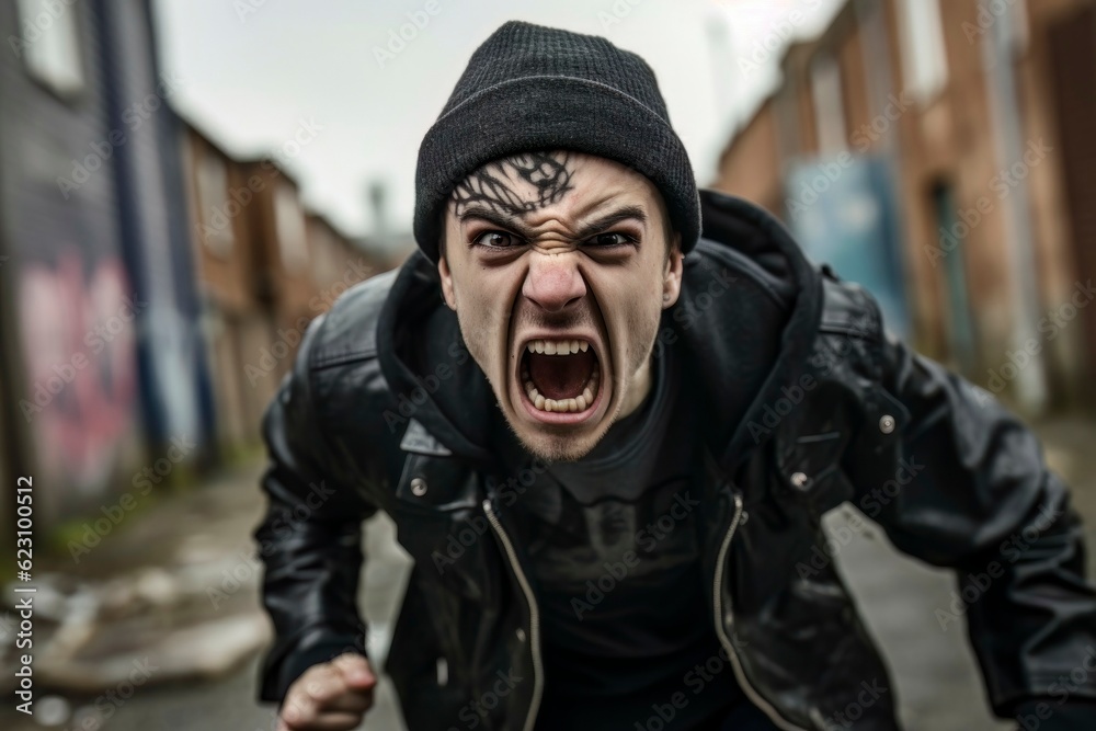 Street Fury: A Captivating Photo of an Angry Homeless Youth
