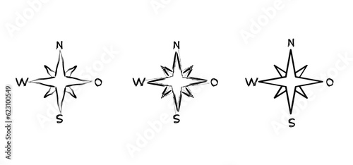 Cartoon magnetic compass  arrow compass icon. Navigational compass with cardinal directions of North  East  South  West. Geographical position  cartography and navigation symbol. marine compass