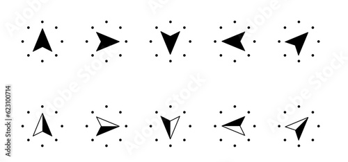 Cartoon magnetic compass, arrow compass icon. Navigational compass with cardinal directions of North, East, South, West. Geographical position, cartography and navigation symbol. marine compass