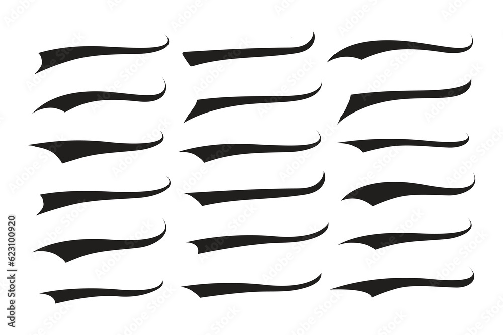 Text Tails Swoosh Baseball Sign, Typography font curve tail, font swoosh tail ornamental vector, baseball tail shape for text ornaments football or athletics tail, ornamental swash underline Swirl
