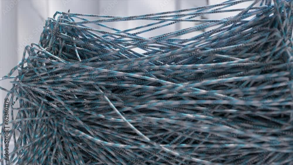 Abstract concept. Two human silhouettes from long ropes are trying to unravel and separate. Close-up. 3d animation Abstract concept. Two human silhouettes from long ropes are trying to unravel and separate. Close-up. 3d animation