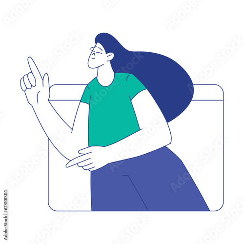 Young Woman at the Crossroads Think of Direction to Go Vector Illustration