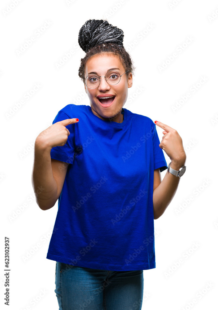 Young braided hair african american girl wearing glasses over isolated background looking confident with smile on face, pointing oneself with fingers proud and happy. Young braided hair african american girl wearing glasses over isolated background looking confident with smile on face, pointing oneself with fingers proud and happy.