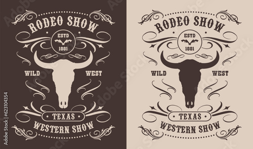 Rodeo show monochrome vintage poster