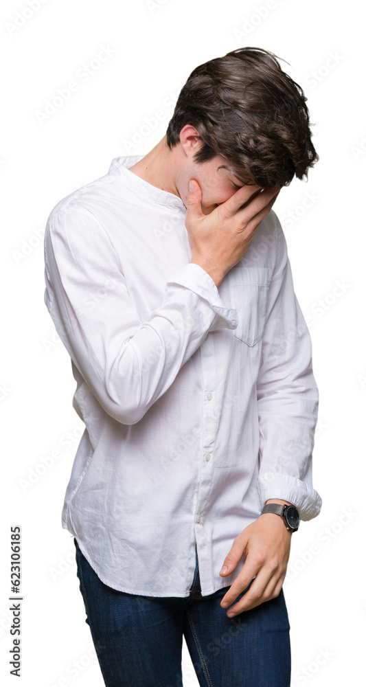 Young handsome business man over isolated background with sad expression covering face with hands while crying. Depression concept. Young handsome business man over isolated background with sad expression covering face with hands while crying. Depression concept.