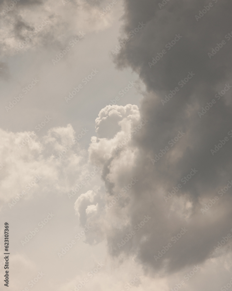 Fototapeta premium white storm clouds in sky background of nature. weather and climatic conditions, ecology. view of clouds from airplane window. Flight and freedom are religion. The top of sky and atmosphere, solar