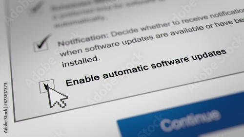 Animated Mouse Cursor Clicking Enable Automatic Software Updates Checkbox.

