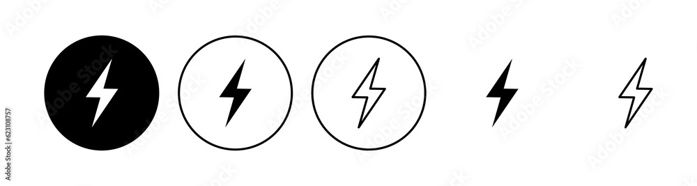 Lightning icon set. electric icon vector. power icon. energy sign Lightning icon set. electric icon vector. power icon. energy sign