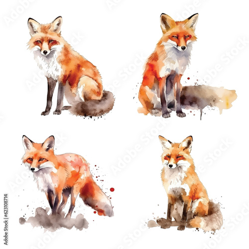 Red Fox watercolor paint collection