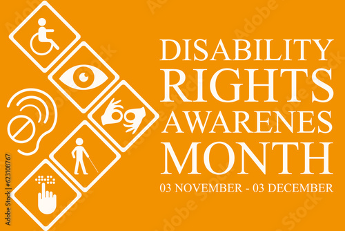 Disability Rights Awareness Month big horizontal Banner. Vector illustration on social concept.