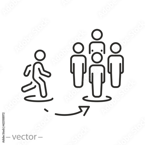 join the community icon, become a part of a group, be with the team, thin line symbol - editable stroke vector illustration