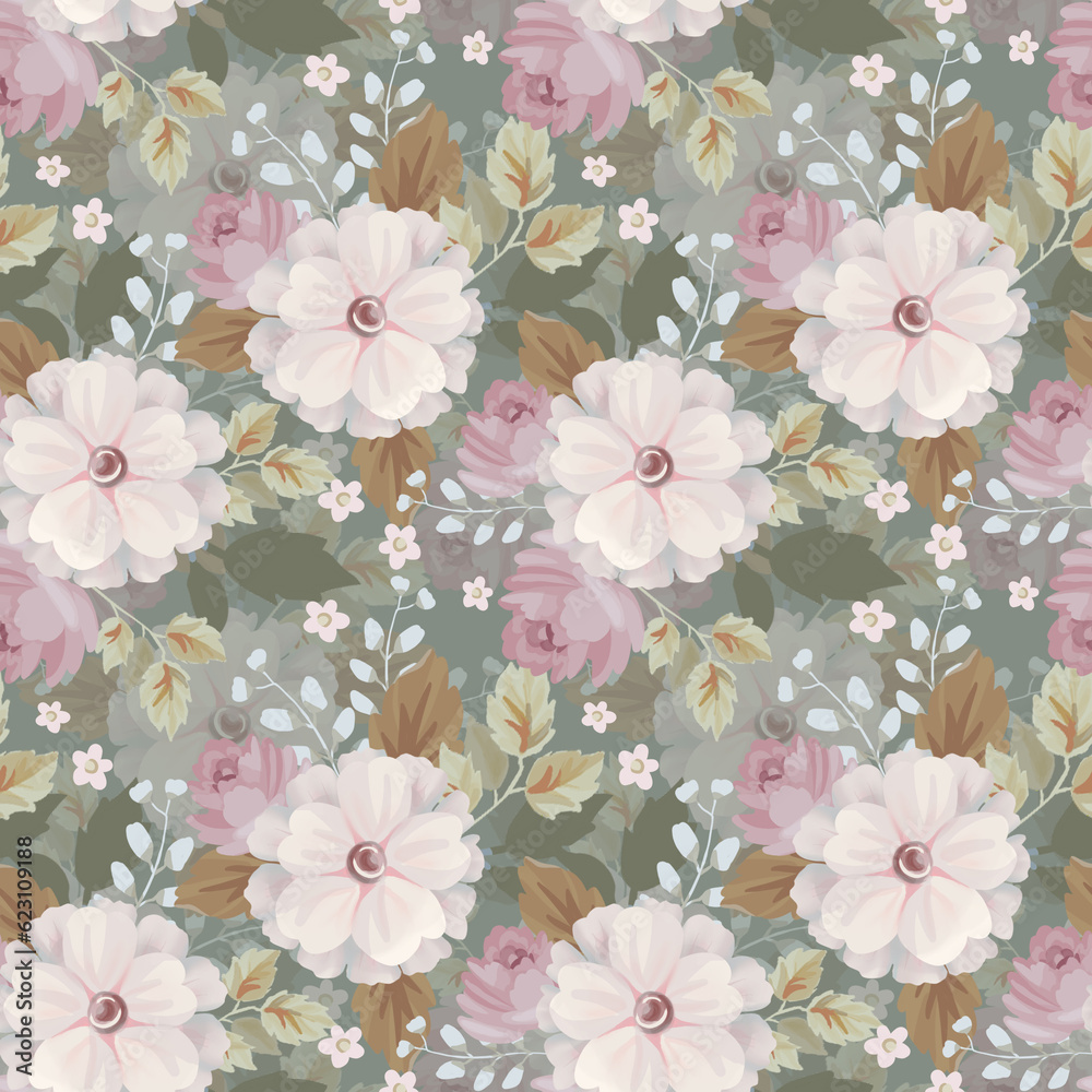 Midsummer and spring blooming meadow, seamless pattern, plant background for fashion, wallpaper, print paper fabric flowers meadow wild