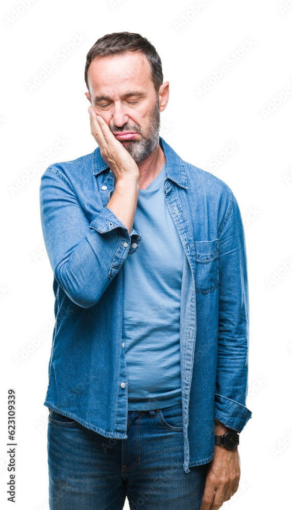 Middle age hoary senior man over isolated background thinking looking tired and bored with depression problems with crossed arms. Middle age hoary senior man over isolated background thinking looking tired and bored with depression problems with crossed arms.