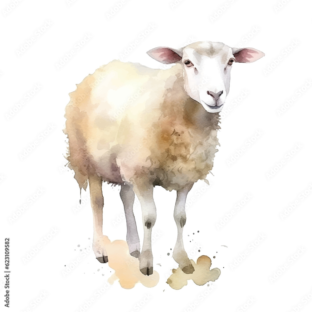 Sheep watercolor hand paint ilustration