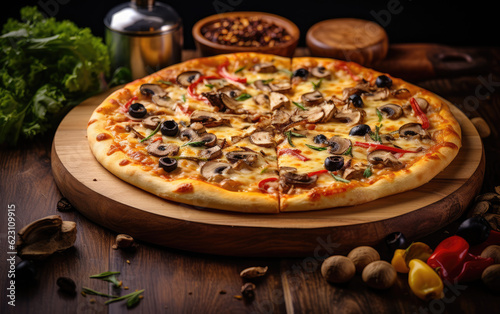 pizza with mushrooms AI Generative