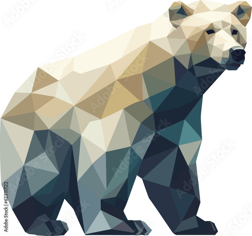 Bear. Abstract polygonal geometric bear. Triangle bear set isolated on white. Bear side view illustration