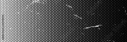 White polygon halftone retro dots effect in black and white color. Halftone effect. 