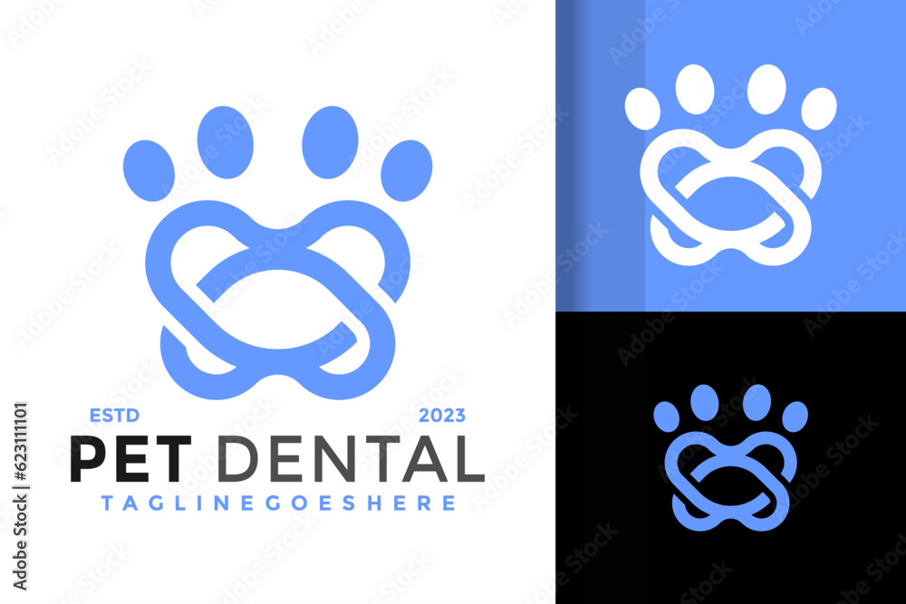 Pet dental logo design vector symbol icon illustration