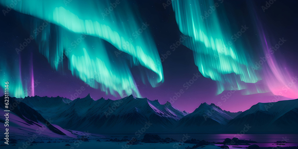 blue and violet sky on aurora borealis