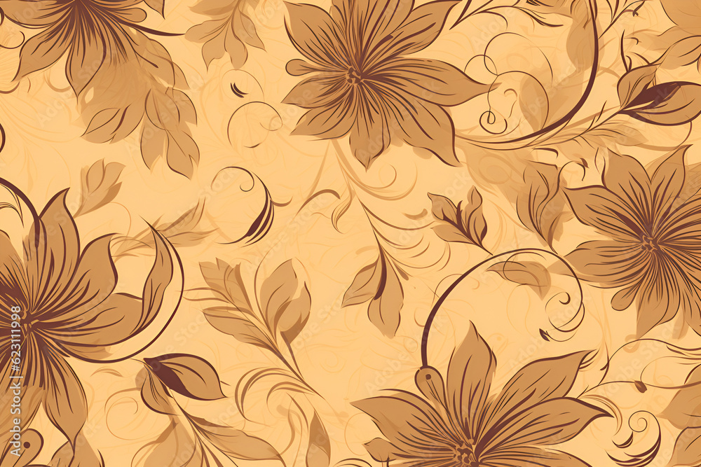 Fototapeta premium Floral pattern with decorative flowers and plants