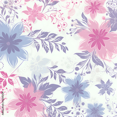 Floral pattern with decorative flowers and plants