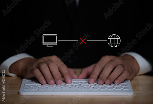 Man using computer unable to connect to the internet,Forget your WiFi network, troubleshoot when your PC can't connect to this network photo