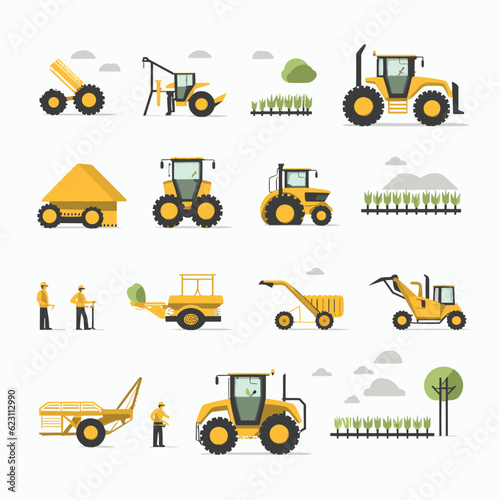 agriculture set vector flat minimalistic isolated illustration