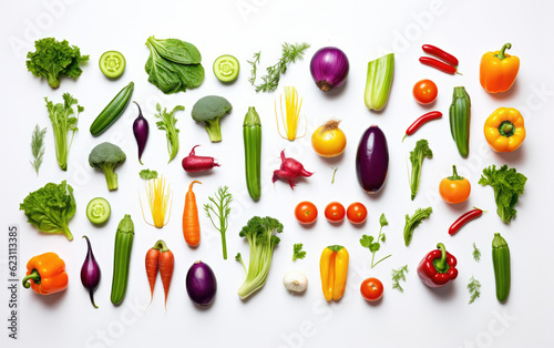 vegetables arranged around a white background AI Generative