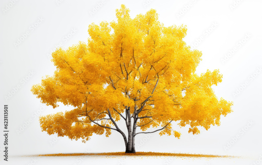 Yellow Birch tree without shadows isolated on clear white background Yellow Birch tree without shadows isolated on clear white background